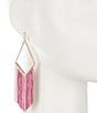 Color:Pink - Image 2 - Pink Chain Tassels Open Diamond Statement Drop Earrings