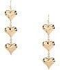 Anna & Ava Puffy Heart Triple Drop Linear Earrings, Color:Gold - Image 1