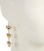 Anna & Ava Puffy Heart Triple Drop Linear Earrings, Color:Gold - Image 2