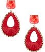 Anna & Ava Resin Post Rafia Thread Wrap Drop Statement Earrings - Image 5
