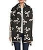 Anna & Ava Reversible Bow Print Scarf Wrap, Color:Black - Image 1