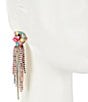 Color:Multi - Image 2 - Stone Cluster with Rhinestone Tassel Statement Earrings