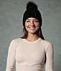 Anna & Ava Stud Stone Embellished Knit Beanie with Faux Fur Pom, Color:Black - Image 2