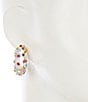 Color:Multi/White - Image 2 - Thick Resin with Stones Hoop Earrings