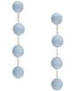 Color:Blue - Image 1 - Thread Wrapped Ball Statement Drop Earrings