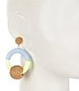 Color:Multi - Image 2 - Thread Wrapped Ring Drop Earring with Wood Ball