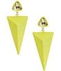 Color:Citron - Image 1 - Triangle Stone Statement Drop Earrings