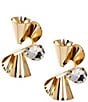 Anna & Ava Twist Drop Earrings with Stone, Color:Gold/Crystal - Image 1