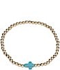 Anna & Ava Waterproof Cross Stretch Beaded Bracelet, Color:Turquoise/Gold - Image 1