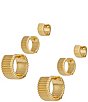 Anna & Ava Waterproof Ribbed Huggie Hoop Earring Set - Image 1