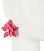 Color:Gold/Pink - Image 2 - Raffia Wrap Flower Pearl Stud Earrings