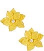 Color:Gold/Yellow - Image 1 - Raffia Wrap Flower Pearl Stud Earrings