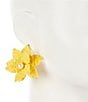 Color:Gold/Yellow - Image 2 - Raffia Wrap Flower Pearl Stud Earrings