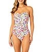 Anne Cole Abstract Dot Twist Front Strapless Bandeau One Piece Swimsuit, Color:Multi Color - Image 1