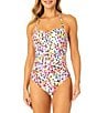Anne Cole Abstract Dot Twist Front Strapless Bandeau One Piece Swimsuit, Color:Multi Color - Image 3