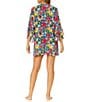 Color:Multi - Image 2 - Amalfi Floral Print Crinkle Flounce Sleeve Swim Cover-Up Tunic