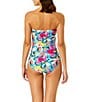 Color:Multi - Image 2 - Amalfi Floral Print Twist Front Bandeau One Piece Swimsuit