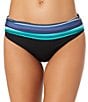 Anne Cole Barcode Multi Color Stripe Fold Over Hipster Swim Bottom - Image 1