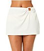 Anne Cole Crepe Texture Solid Asymmetrical Ring Skirted Swim Bottom - Image 1
