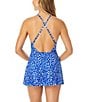 Anne Cole Denim Dotted Surplice Neck Maillot Swimdress One Piece Suit, Color:Denim Print - Image 2