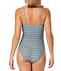 Color:Geometric Print - Image 2 - Geometric Print Square Neck Shirred Lingerie Maillot One-Piece Swimsuit