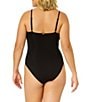 Color:Black - Image 2 - Live In Color Solid Scoop Neck Shirred One Piece Swimsuit