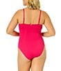 Color:Magenta - Image 2 - Live In Color Solid Scoop Neck Shirred One Piece Swimsuit