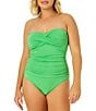 Color:Apple - Image 1 - Live In Color Twist Front Shirred Bandeau Removable Strap One Piece Swimsuit