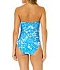 Color:Blue White - Image 3 - Midnight Floral Print Sweetheart Neck Twist Front One Piece Swimsuit