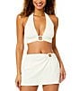 Anne Cole Orchid Solid Crepe Texture Front Ring Halter Swim Top & Mid Rise Hipster Swim Bottom - Image 5