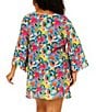 Color:Multi - Image 2 - Plus Size Amalfi Floral Print Flounce Swim Cover-Up Tunic