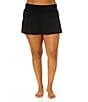 Color:Black - Image 1 - Plus Size Live In Color Rock Soft Band Swim Skirt