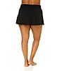 Color:Black - Image 2 - Plus Size Live In Color Rock Soft Band Swim Skirt