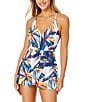 Anne Cole Riviera Floral Surplice V-Neck Maillot Swimdress One Piece Suit, Color:Multi Color - Image 1