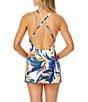 Anne Cole Riviera Floral Surplice V-Neck Maillot Swimdress One Piece Suit, Color:Multi Color - Image 2