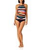 Color:Multi - Image 3 - Sandy Waves High Neck Tankini Swim Top