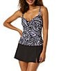 Anne Cole Shadow Palm Drape Front Bra Size Underwire Tankini Swim Top - Image 3