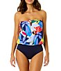 Color:Multi - Image 1 - Tropic Stamp Strapless Blouson One Piece Swimsuit