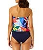 Color:Multi - Image 2 - Tropic Stamp Strapless Blouson One Piece Swimsuit