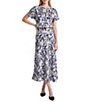 Anne Klein Abstract Print Satin Bias Cut Flowy Pull-On Coordinating Skirt - Image 3