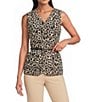 Anne Klein Belted Five Button Animal Print Vest - Image 1