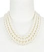 Color:Pearl - Image 1 - Blanc Pearl Three Row Collar Necklace
