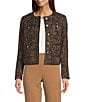 Anne Klein Button Collarless Tweed Jacket With Patch Pockets, Color:Deep Mahogany Multi - Image 1