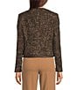 Anne Klein Button Collarless Tweed Jacket With Patch Pockets, Color:Deep Mahogany Multi - Image 3