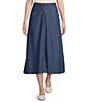Anne Klein Button Front Midi Denim Skirt - Image 1