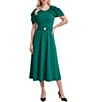 Anne Klein Caplet Sleeve Belted Midi Dress - Image 1