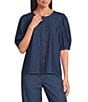 Anne Klein Chambray Button Front Blouse - Image 1
