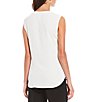 Color:Off-White - Image 2 - Crepe de Chine Scoop Neck Sleeveless Solid Shell