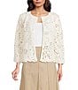 Anne Klein Crochet Floral Pull On Cardigan - Image 1