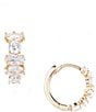 Color:White - Image 1 - Crystal Navette Round Stone Hoop Earrings